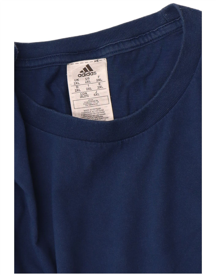 ADIDAS Mens T-Shirt Top 2XL Navy Blue Cotton