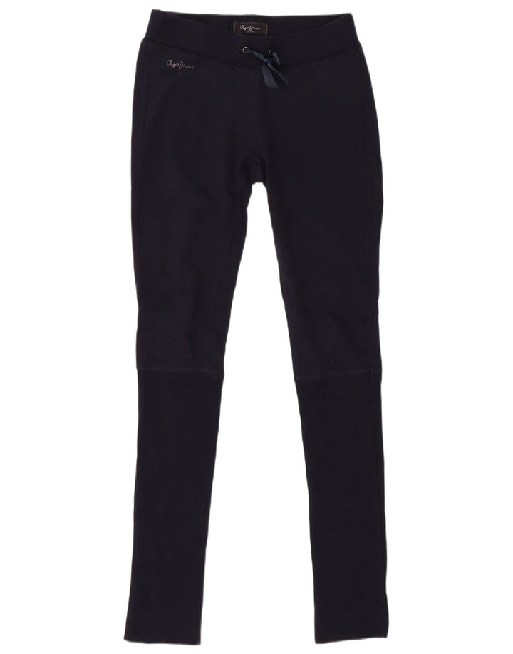 PEPE JEANS Womens Tracksuit Trousers UK 14 Medium Navy Blue Cotton