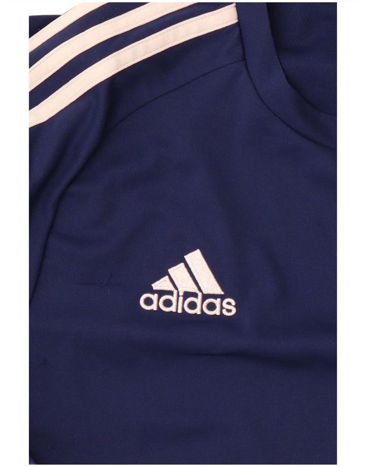 ADIDAS Mens Climalite T-Shirt Top Medium Navy Blue Colourblock Polyester