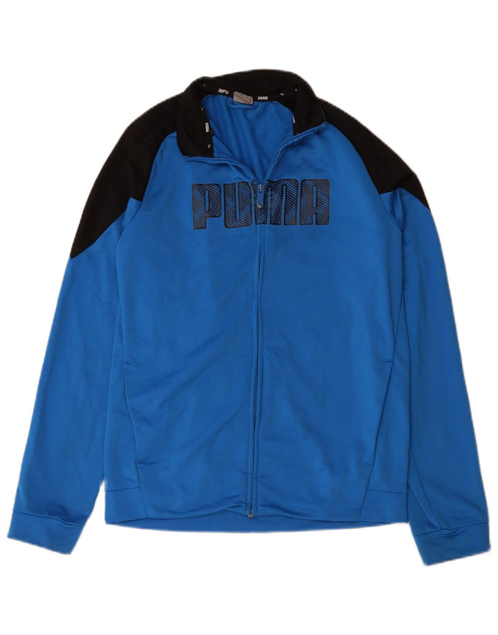 Puma Boys Graphic Tracksuit Top Jacket 15-16 Years Blue Colourblock
