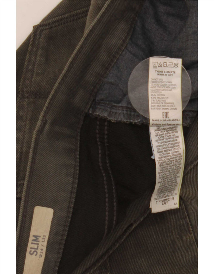Marks & Spencer Mens Slim Jeans W34 L33 Grey Cotton