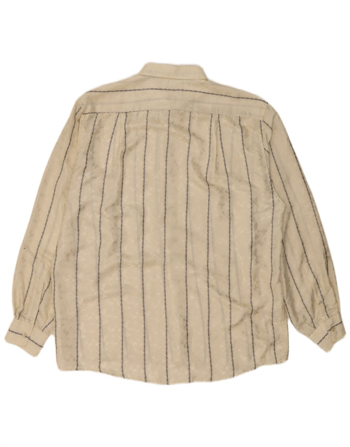 Vintage Mens Shirt Large Beige Striped