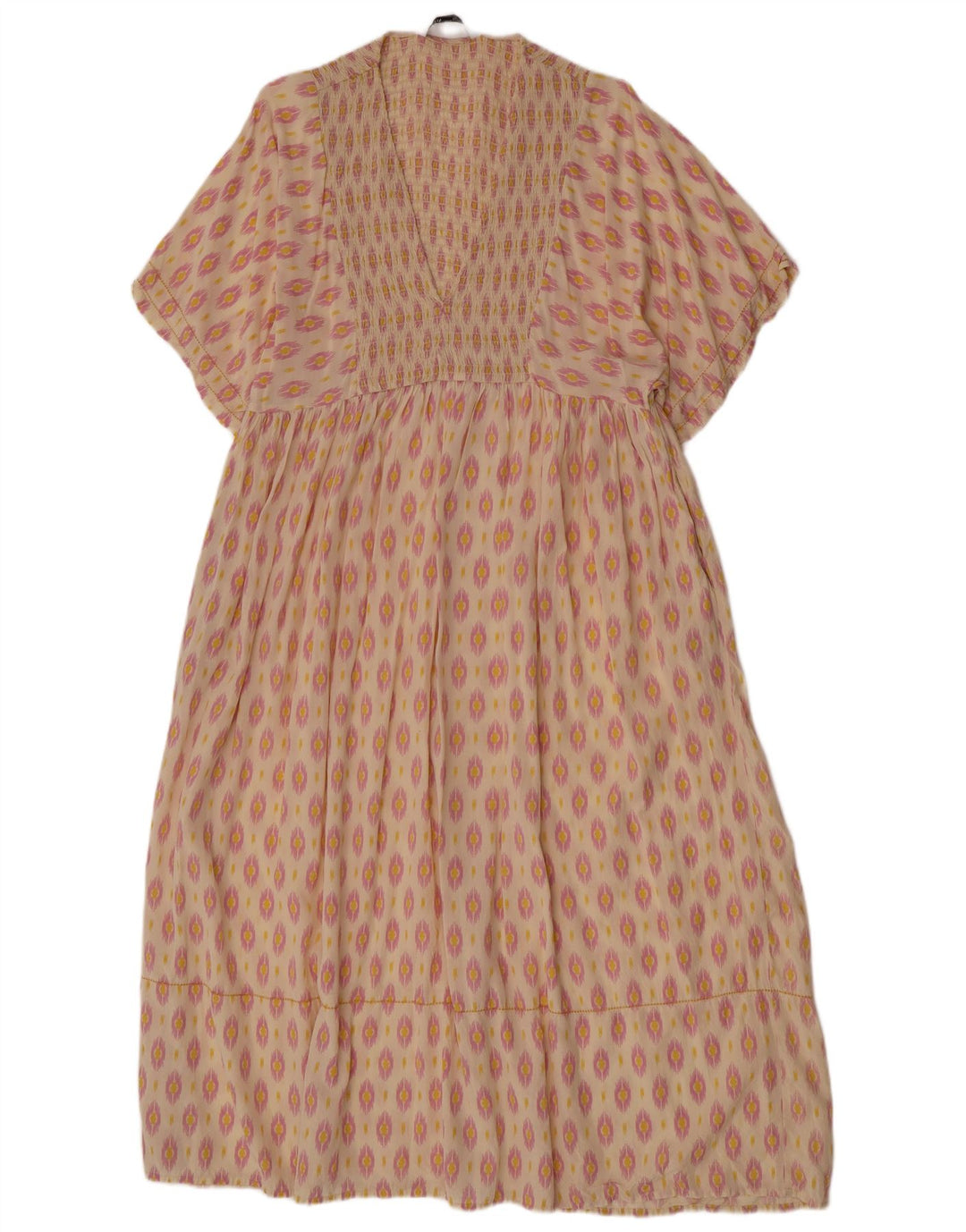 Zara Womens Kaftan Dress UK 12 Medium Off White Ikat Viscose