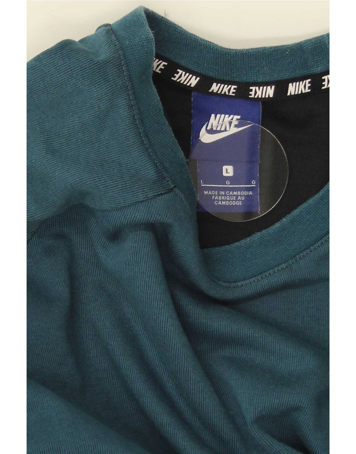 Nike Mens Sweatshirt Jumper Large Blue Colourblock