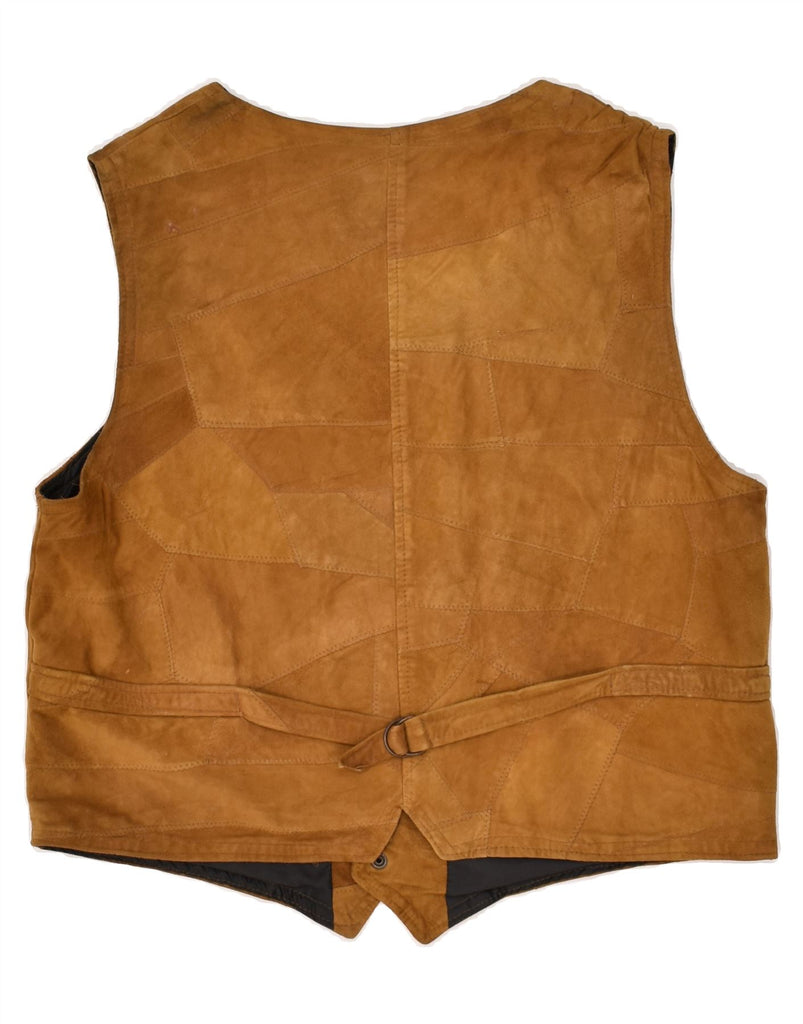 VINTAGE Mens Leather Waistcoat XL Brown | Vintage Vintage | Thrift | Second-Hand Vintage | Used Clothing | Messina Hembry 