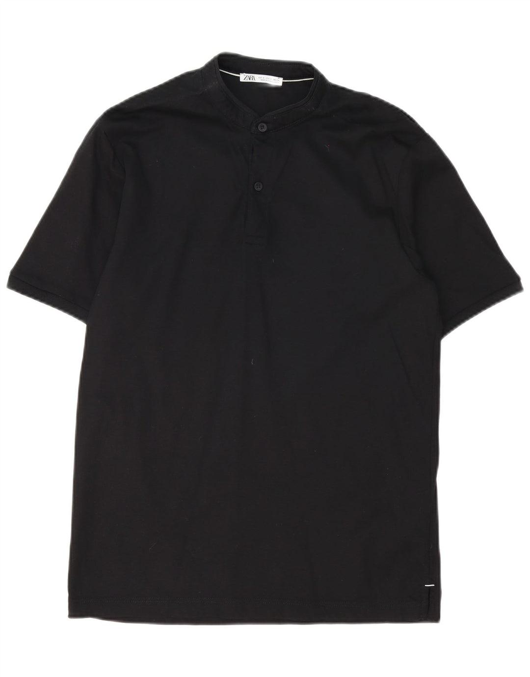 Zara Mens Polo Shirt Small Black Cotton