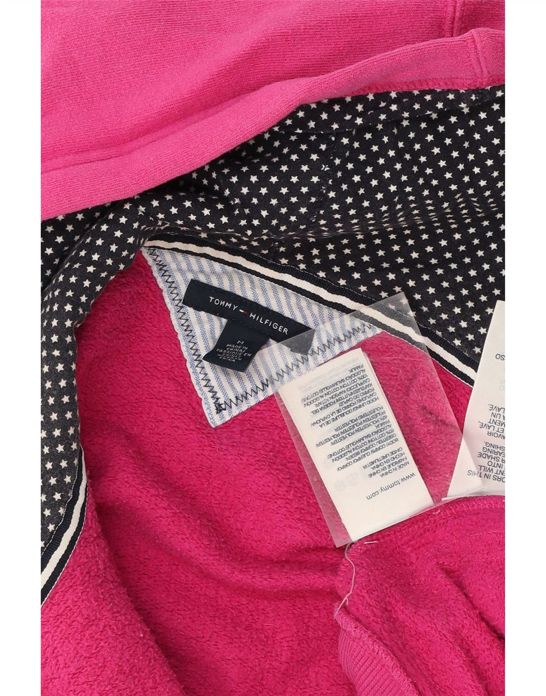 TOMMY HILFIGER Womens Oversized Zip Hoodie Sweater UK 14 Medium Pink Vintage Tommy Hilfiger and Second-Hand Tommy Hilfiger from Messina Hembry 