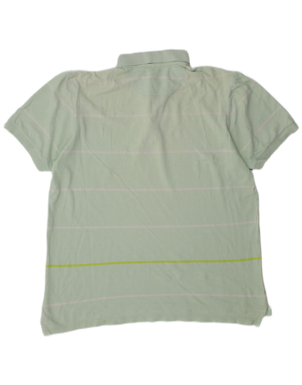 ADIDAS Mens Polo Shirt 2XL Green Striped Cotton