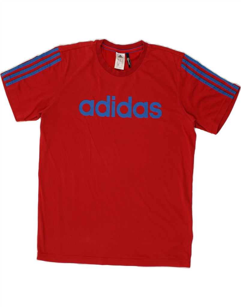 ADIDAS Mens Climalite Graphic T-Shirt Top Medium Red Cotton Vintage Adidas and Second-Hand Adidas from Messina Hembry 