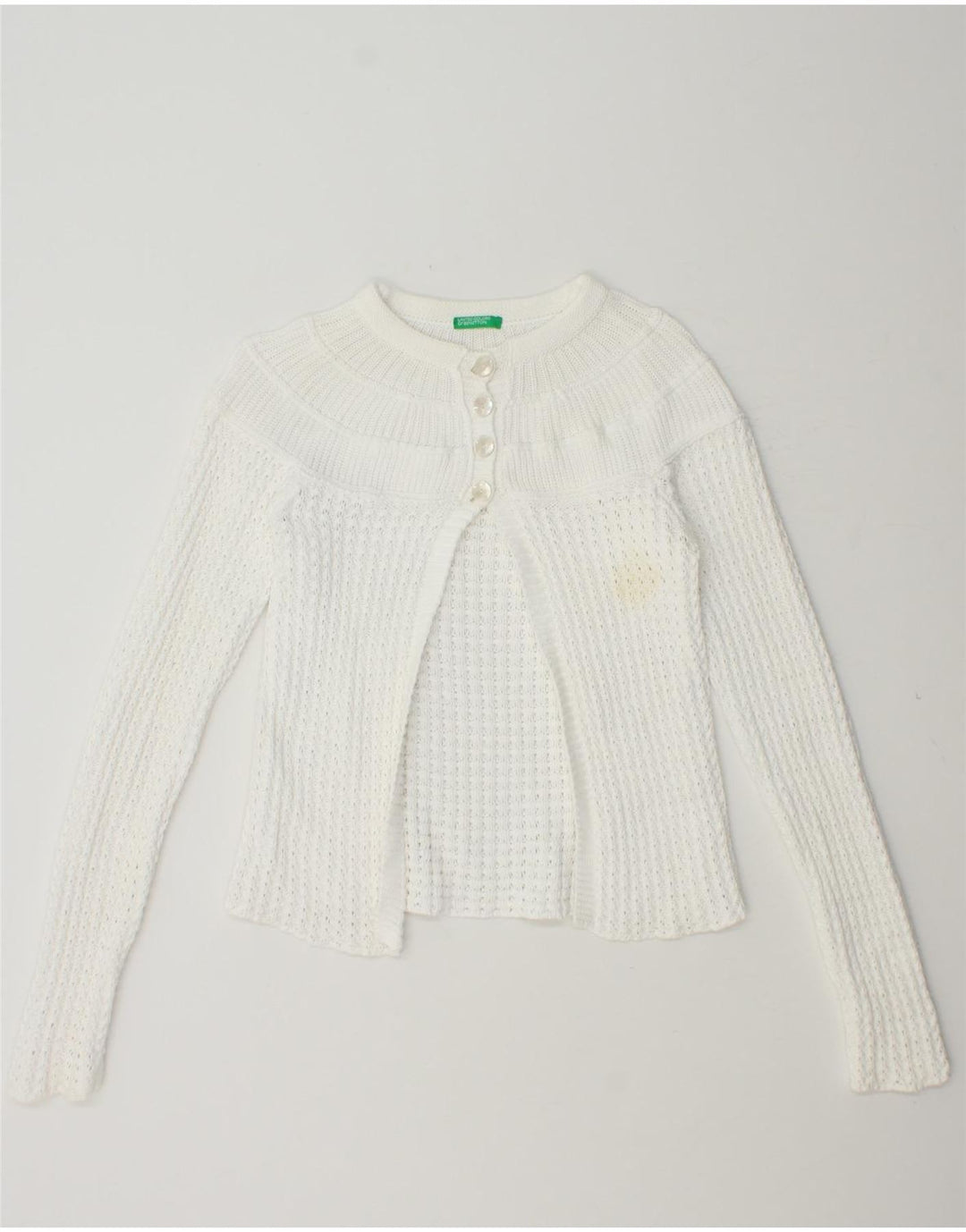BENETTON Womens Cardigan Sweater UK 8 Small White Vintage Benetton and Second-Hand Benetton from Messina Hembry 