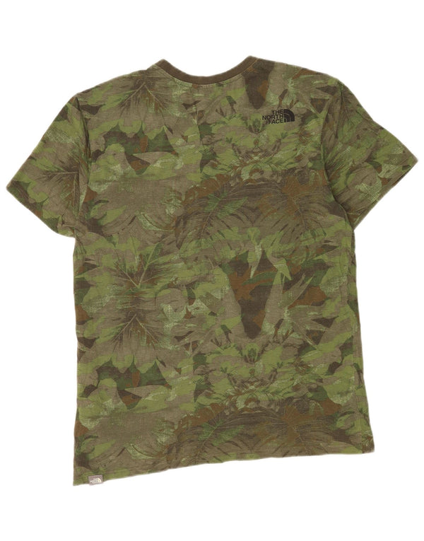 The North Face Mens Graphic T-Shirt Top Medium Khaki Floral Cotton