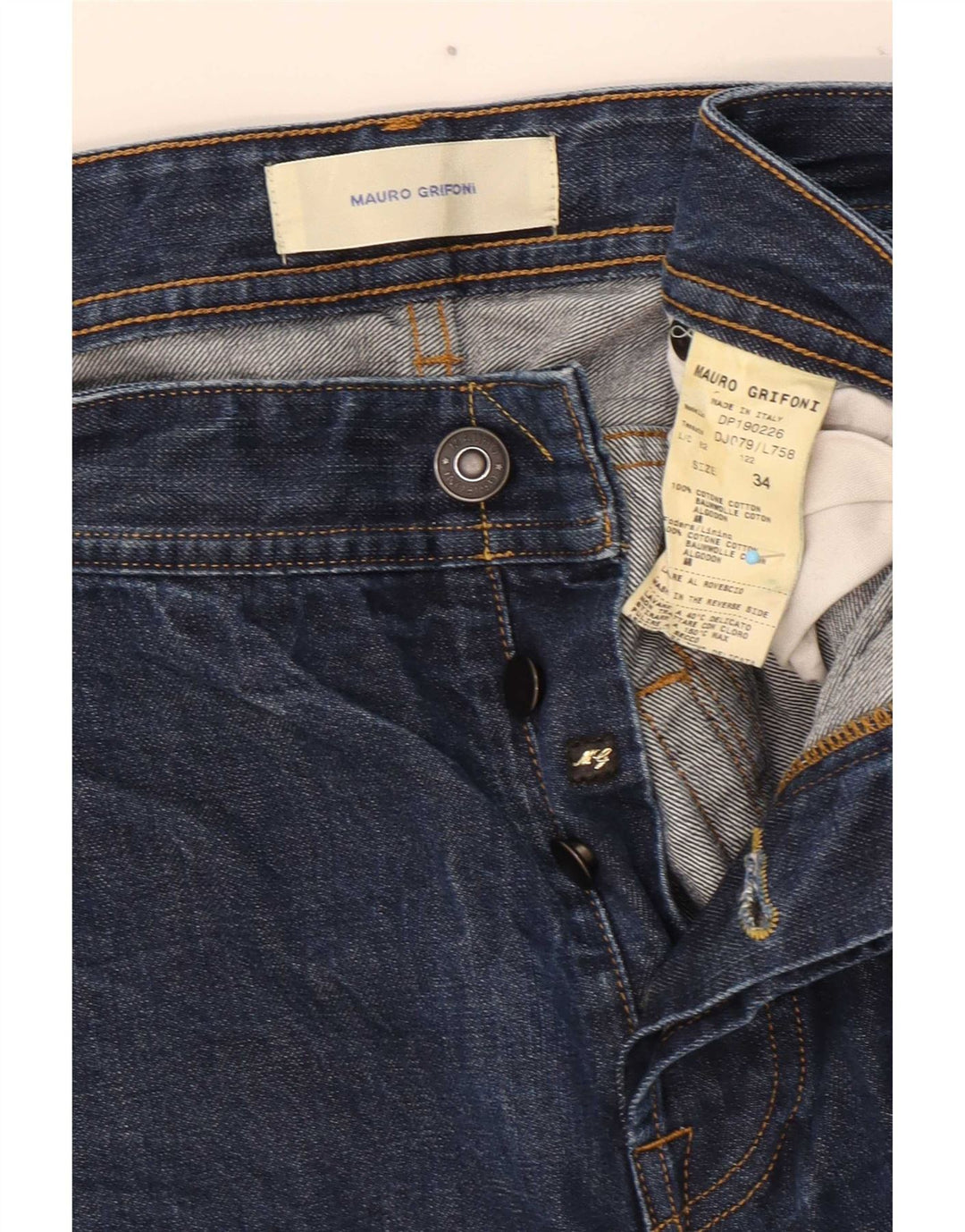 Mauro Grifoni Mens Slim Jeans W34 L32 Blue Cotton