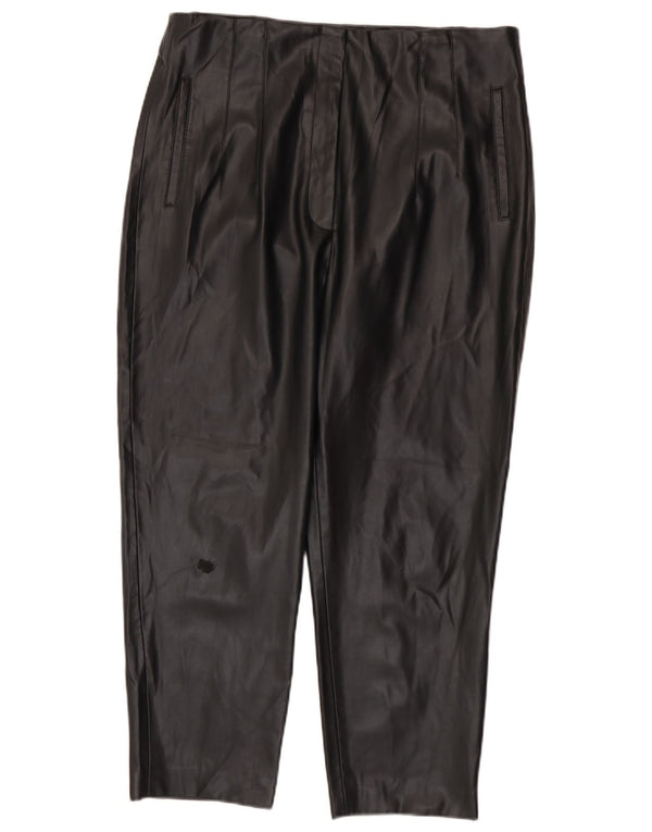 Zara Womens Tapered Faux Leather Trousers 2XL W34 L26 Black Polyester