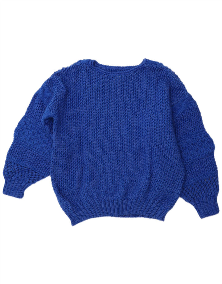 Vintage Womens Boat Neck Jumper Sweater EU 40 Medium Blue Polyacrylic