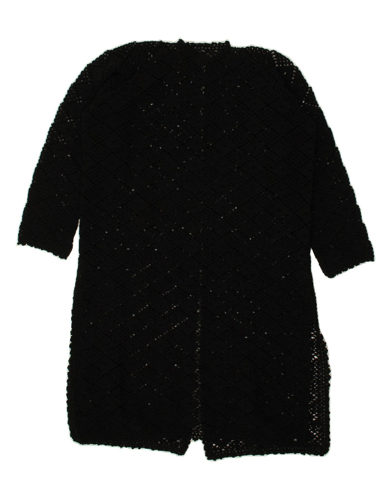 VINTAGE Womens Longline Crochet Cardigan Sweater UK 14 Medium Black Vintage Vintage and Second-Hand Vintage from Messina Hembry 