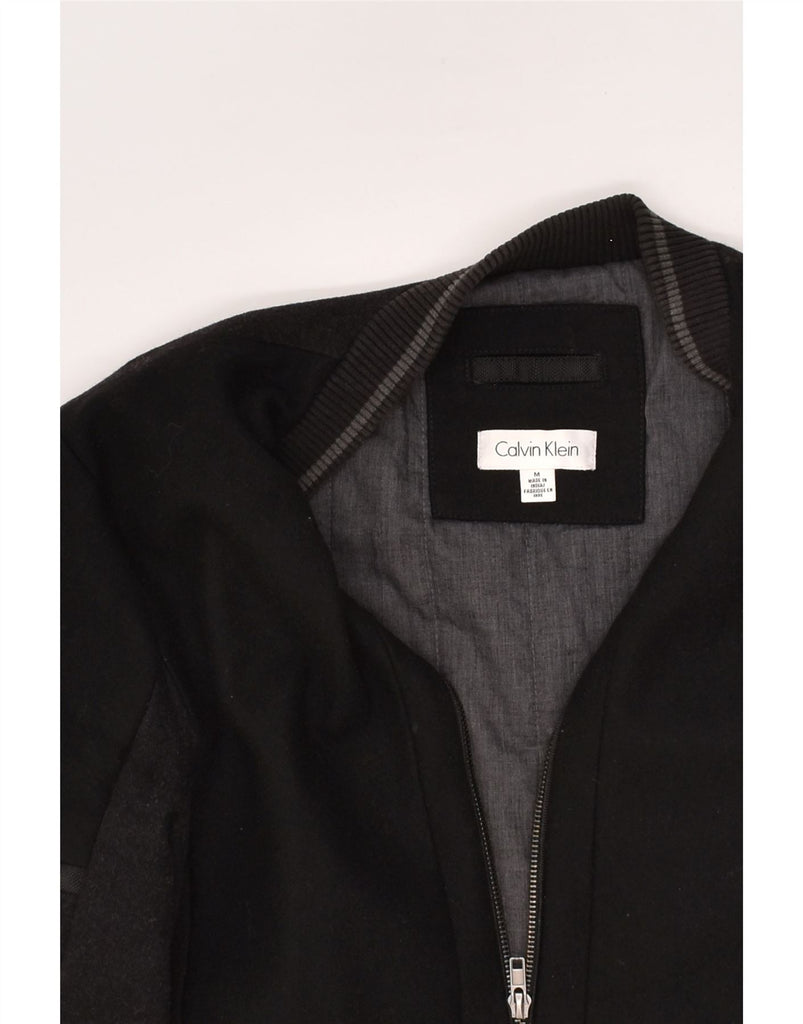 CALVIN KLEIN Mens Bomber Jacket UK 38 Medium Black Wool | Vintage Calvin Klein | Thrift | Second-Hand Calvin Klein | Used Clothing | Messina Hembry 