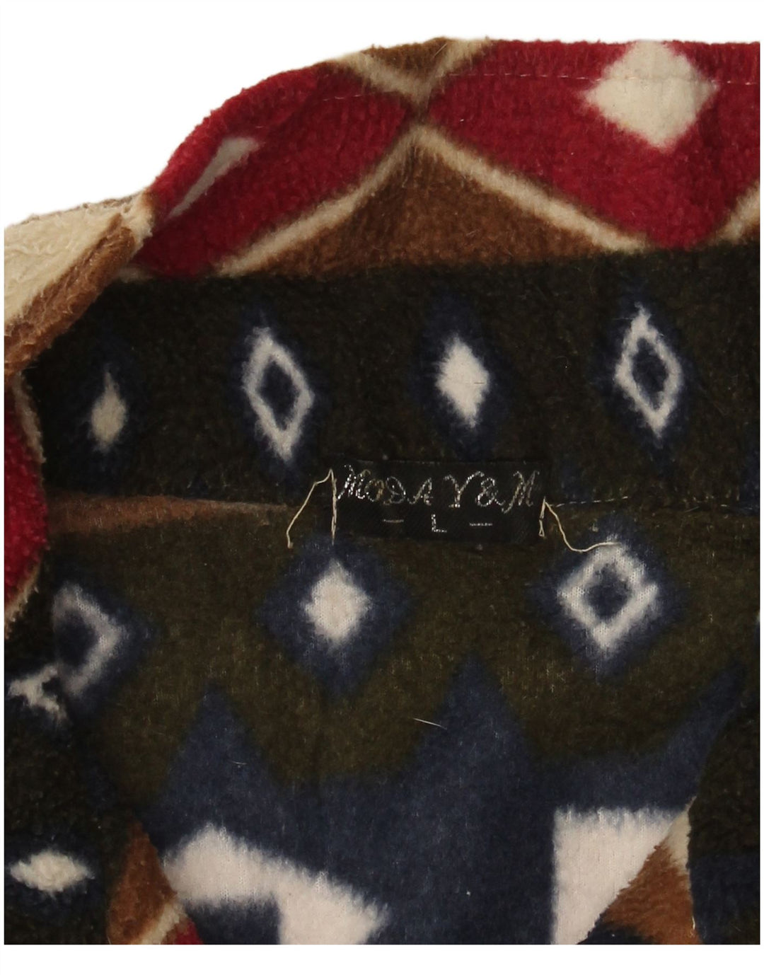 VINTAGE Womens Oversized Fleece Jacket UK 16 Large Multicoloured Geometric