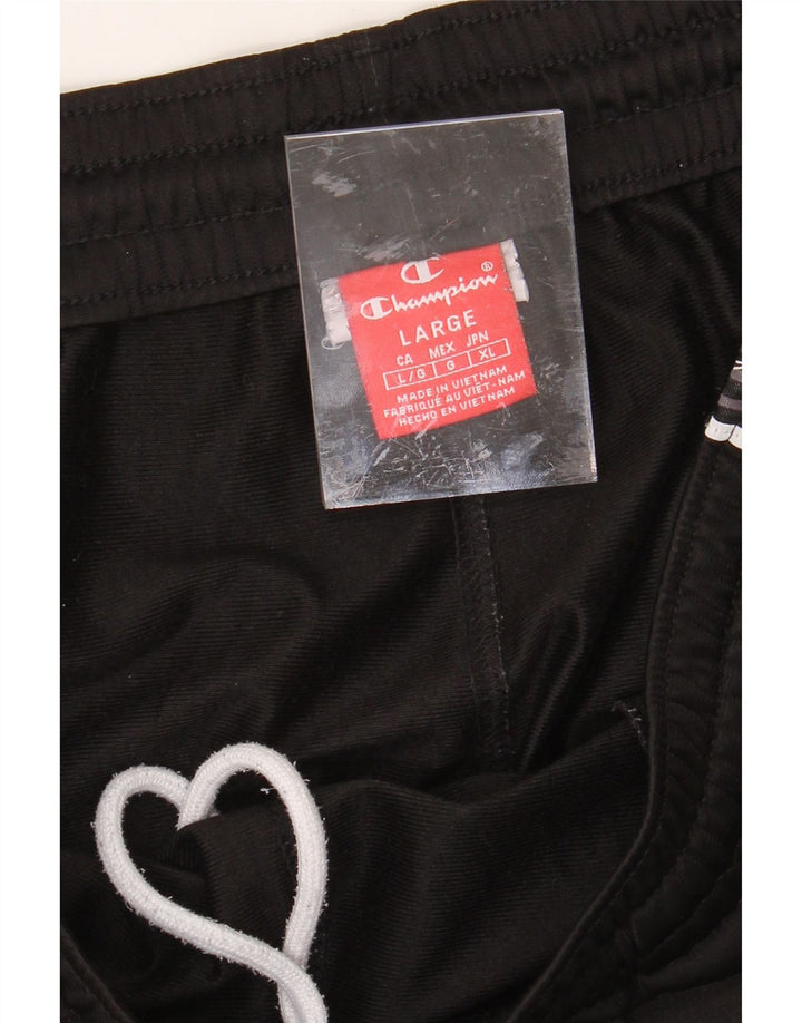 CHAMPION Mens Graphic Tracksuit Trousers Large  Black Polyester Vintage Champion and Second-Hand Champion from Messina Hembry 
