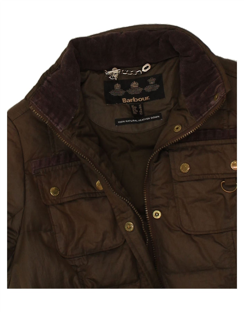 BARBOUR Womens Padded Coat UK 12 Medium Brown Vintage Barbour and Second-Hand Barbour from Messina Hembry 