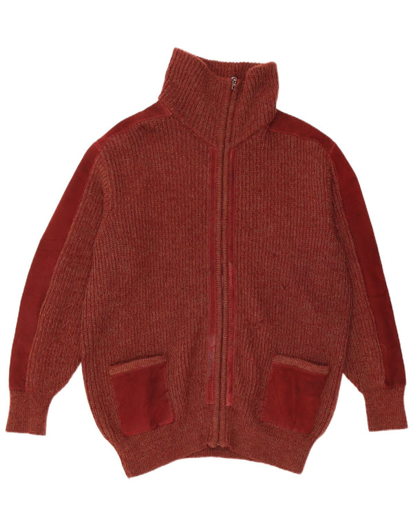 Nazareno Gabrielli Mens Cardigan Sweater Large Burgundy Alpaca Wool