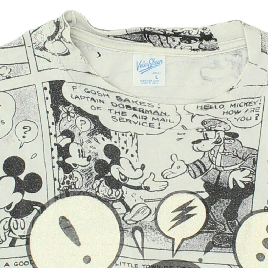 Mickey Mouse Comic Strip All Over Print Mens White Tshirt | Vintage 90s VTG | Vintage Messina Hembry | Thrift | Second-Hand Messina Hembry | Used Clothing | Messina Hembry 