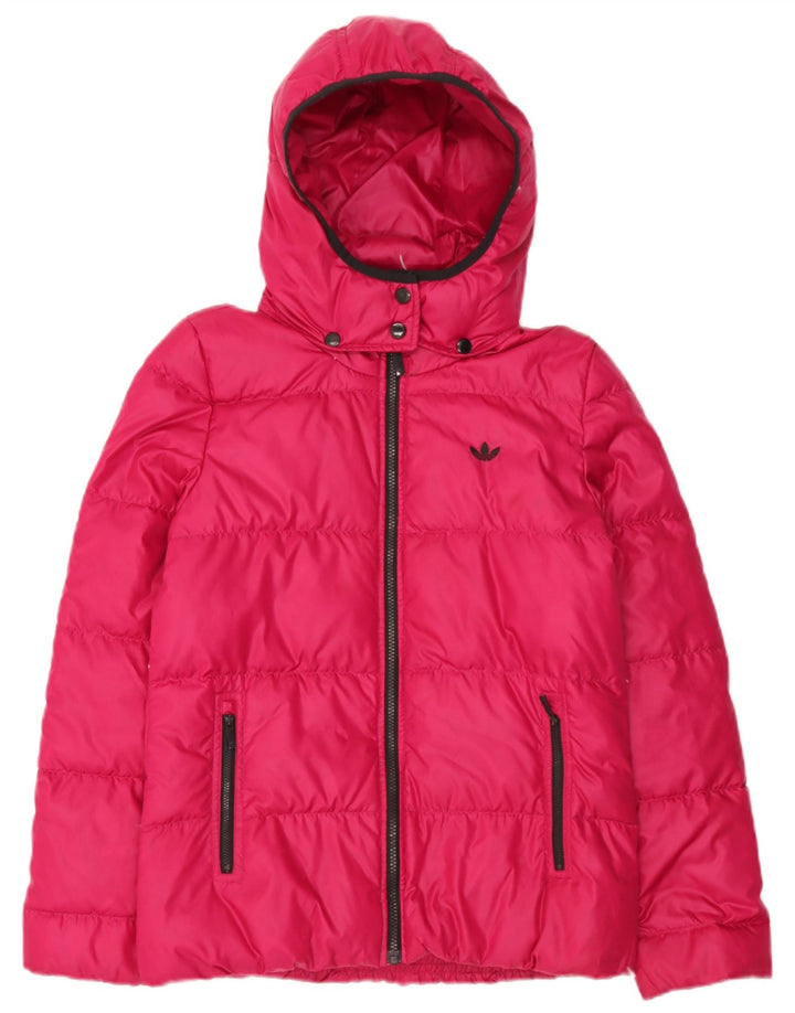 Adidas Womens Hooded Padded Jacket EU 38 Medium Pink Polyester