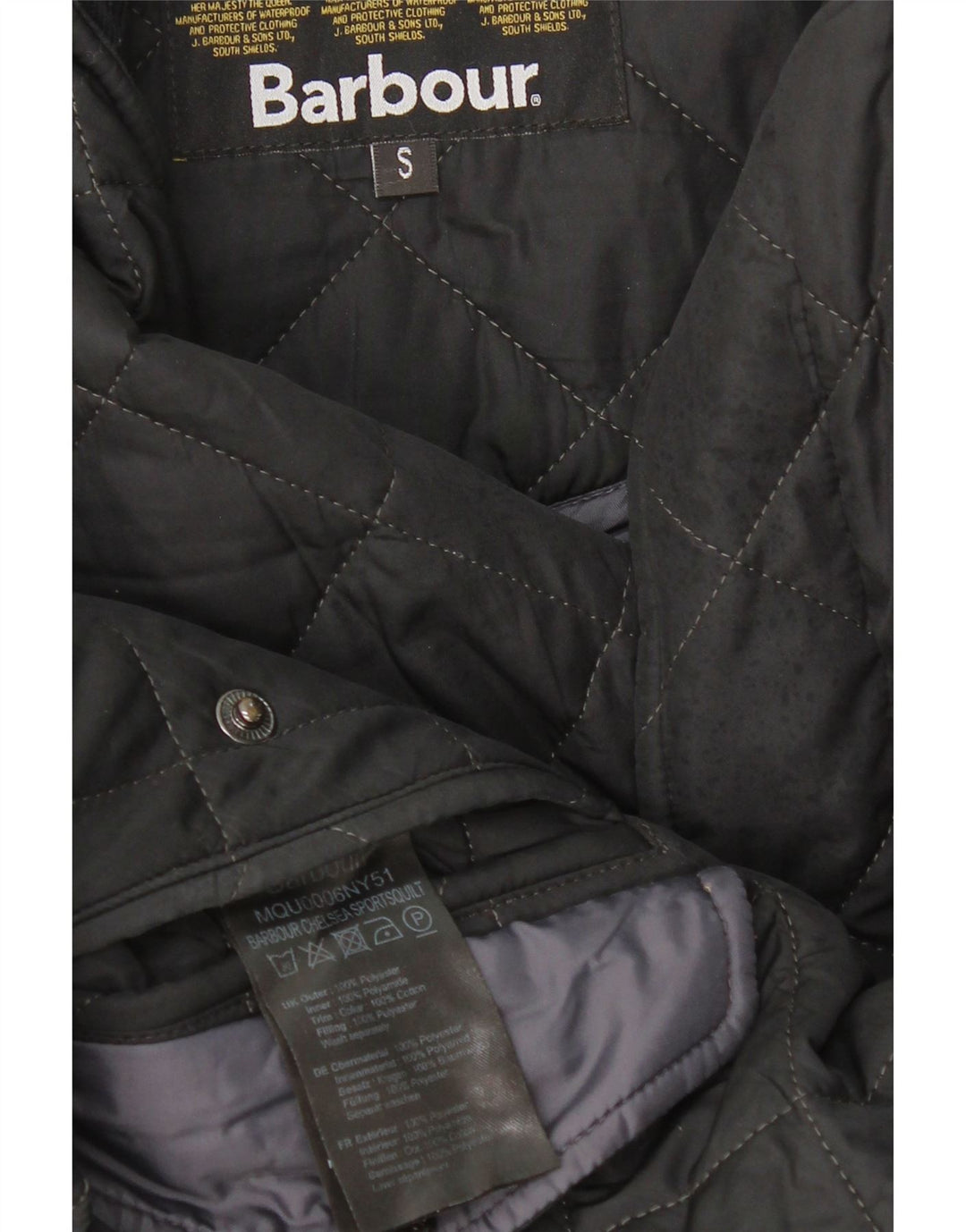 BARBOUR Mens Quilted Jacket UK 36 Small Black Polyester