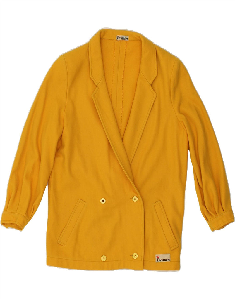 VINTAGE Womens 3/4 Sleeve Overcoat UK 12 Medium Yellow Vintage Vintage and Second-Hand Vintage from Messina Hembry 