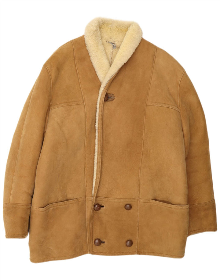 Morlands Mens Double Breasted Shearling Jacket UK 36 Small Brown