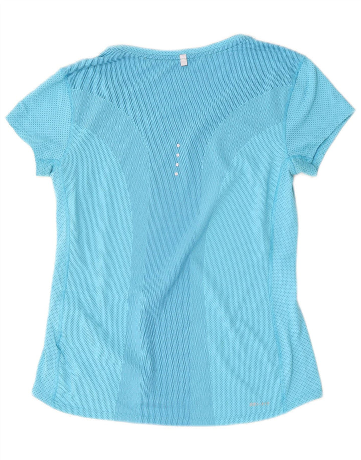 Nike Womens Dri Fit T-Shirt Top UK 10 Small Blue Colourblock Polyester