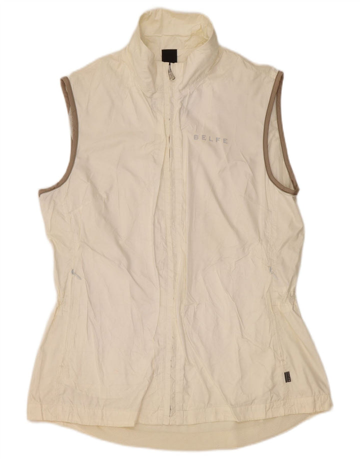 Belfe Womens Sleeveless Tracksuit Top Jacket UK 14 Large White Polyamide