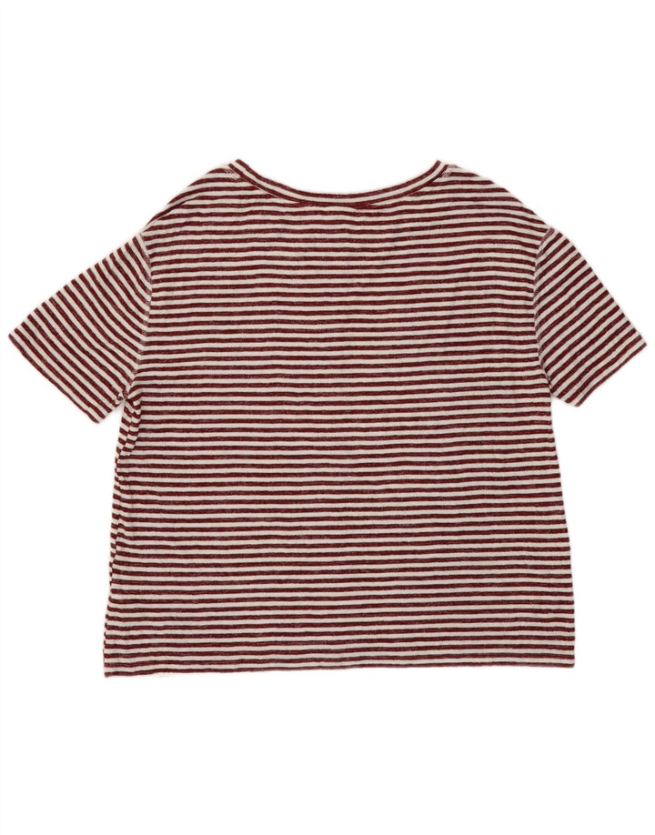 Marks & Spencer Womens T-Shirt Top UK 12 Medium Red Striped Viscose
