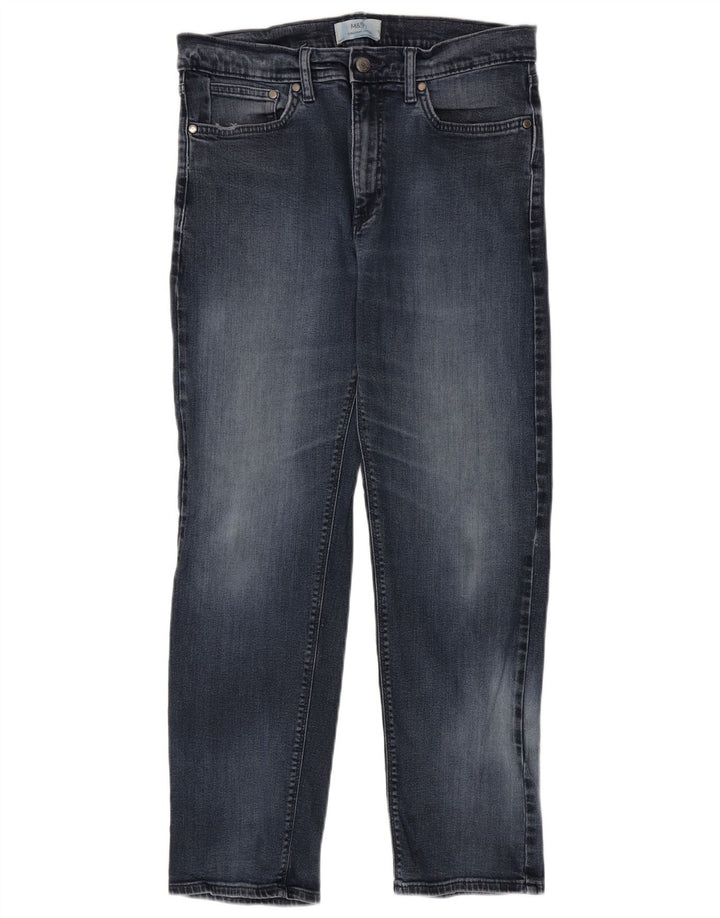 Marks & Spencer Mens Straight Jeans W34 L31 Navy Blue Cotton