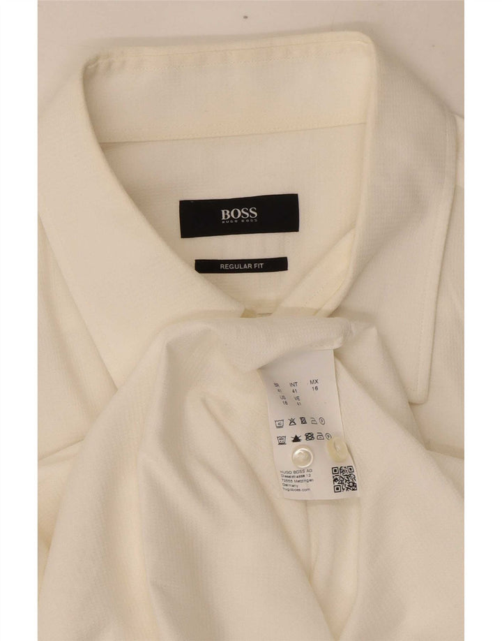 Hugo Boss Mens Regular Fit Shirt Size 41 Large White Cotton