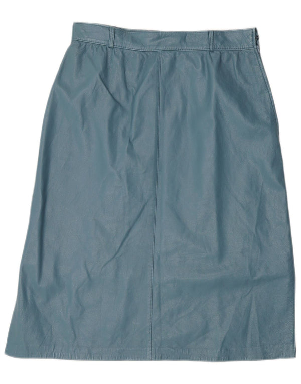 Vintage Womens Leather Skirt W28 Medium Blue