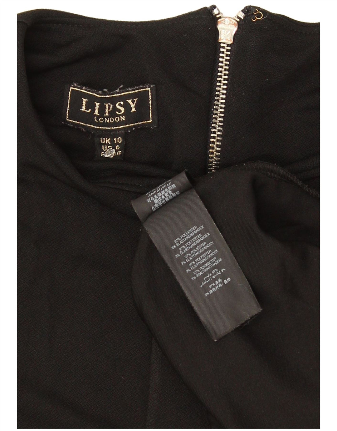 Lipsy Womens 3/4 Sleeve A-Line Dress UK 10 Small Black Polyester