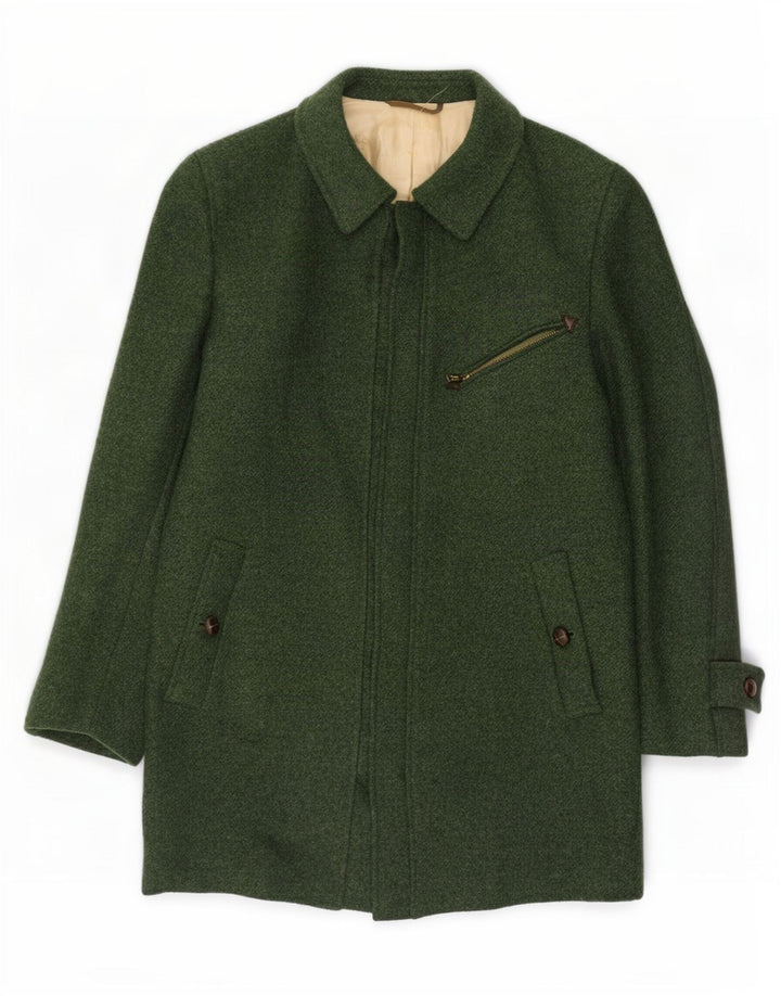 Vintage Mens Overcoat IT 44 XS Green Wool