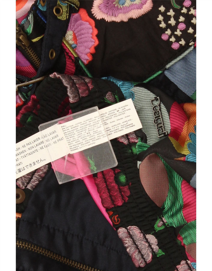 Desigual Womens Abstract Pattern Crop Bomber Jacket EU 46 XL Multicoloured
