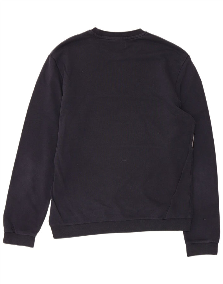 FRED PERRY Womens Sweatshirt Jumper UK 14 Medium Navy Blue Colourblock
