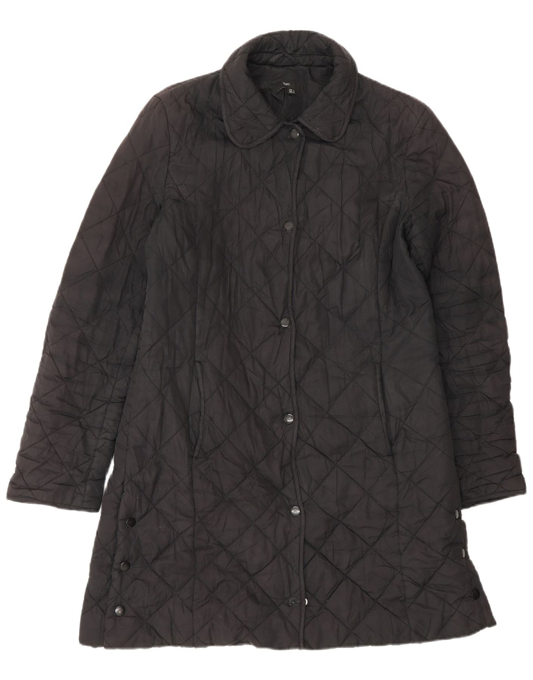 Zara Womens Quilted Overcoat UK 16 Large Black