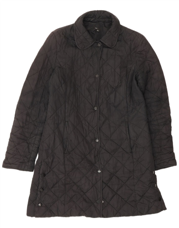 Zara Womens Quilted Overcoat UK 16 Large Black