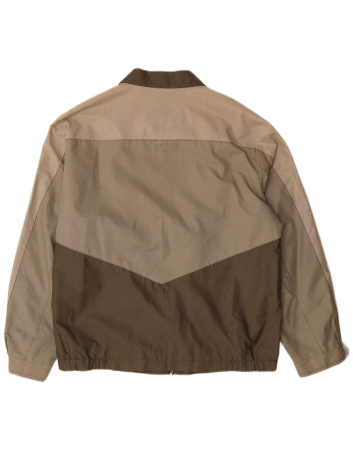 VINTAGE Mens Bomber Jacket IT 50 Large Khaki Colourblock Polyester