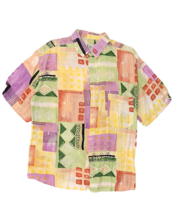 VINTAGE Mens Short Sleeve Shirt Medium Multicoloured Patchwork