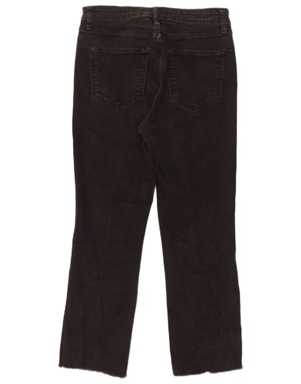 Zara Womens High Waist Cropped Jeans EU 40 Medium W30 L25 Black Cotton