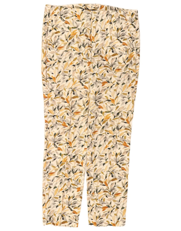 Zara Womens Straight Chino Trousers EU 38 Small W28 L27 Beige Floral Cotton