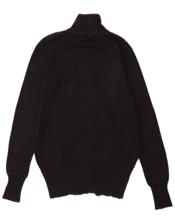 Zara Womens Full Zip Cardigan Sweater UK 14 Large Black Cotton