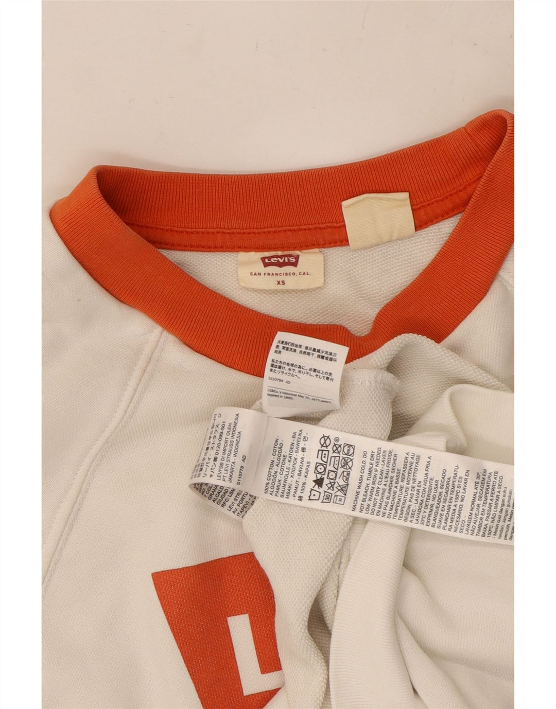 LEVI'S Womens Oversized Crop Graphic Sweatshirt Jumper UK 6 XS White