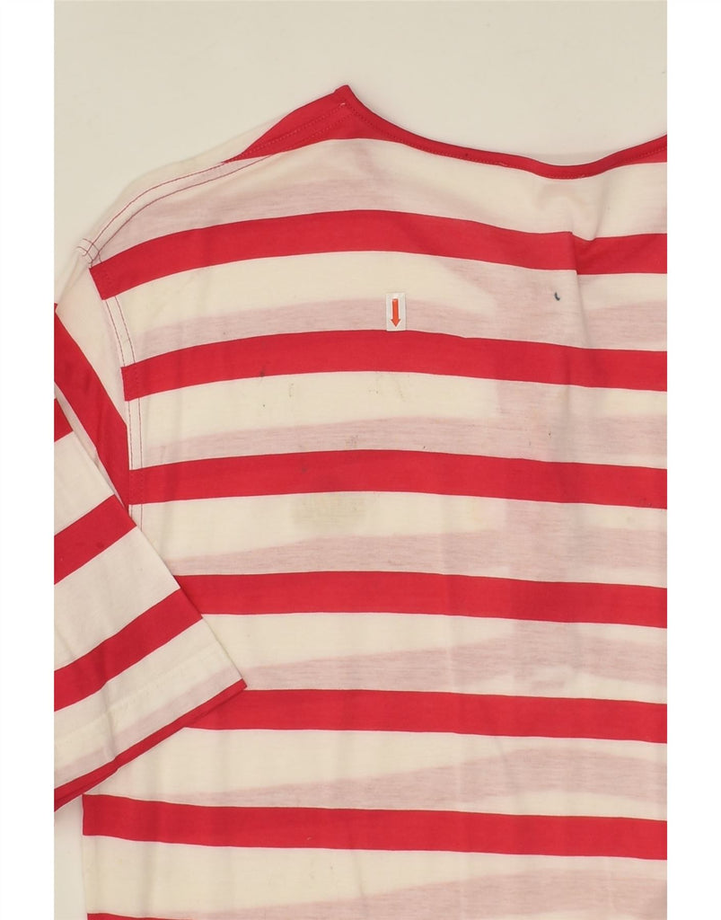 VINTAGE Womens Longline T-Shirt Top UK 16 Large Red Striped Cotton | Vintage Vintage | Thrift | Second-Hand Vintage | Used Clothing | Messina Hembry 