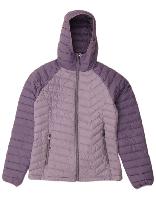 Columbia Womens Hooded Padded Jacket UK 10 Small Purple Colourblock