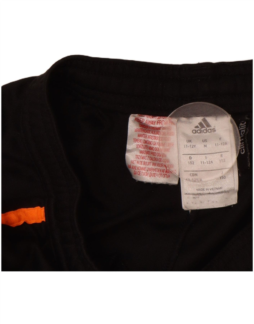 ADIDAS Boys Climalite Tracksuit Trousers 11-12 Years Black Polyester